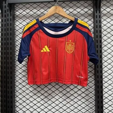 2026 Spain Women#039;s Home Crop Top S-2XL Cheap Football Jersey Wholesale Yupoo