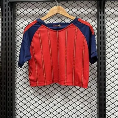 2026 Spain Women's Home Crop Top S-2XL Cheap Football Jersey Wholesale Yupoo