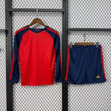 2026 Kids Spain Home Long Sleeve Kit World Cup Cheap Football Jersey Wholesale Yupoo