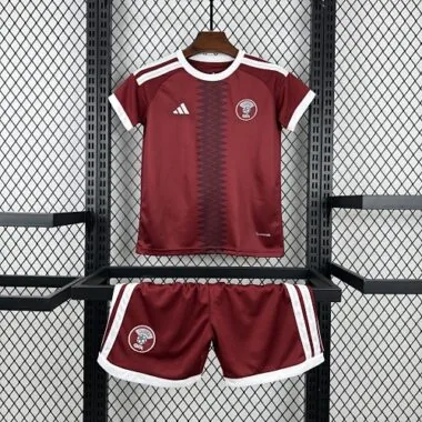 2026 Kids Qatar Home Kit World Cup Cheap Football Jersey Wholesale Yupoo