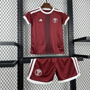 2026 Kids Qatar Home Kit World Cup Cheap Football Jersey Wholesale Yupoo