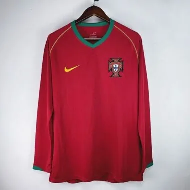 2006 Retro Portugal Home Kit Long Sleeve Cheap Football Jersey Wholesale Yupoo