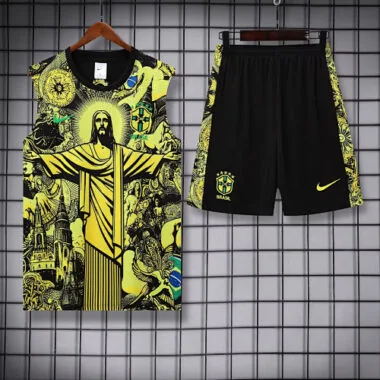 25-26 Brazil Yellow Jesus Training Kits Football Vest Suits Cheap Football Jersey Wholesale Yupoo