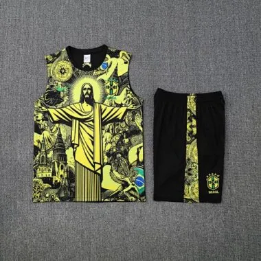 25-26 Brazil Yellow Jesus Training Kits Football Vest Suits Cheap Football Jersey Wholesale Yupoo