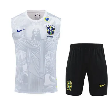 25-26 Brazil White Jesus Training Kits Football Vest Suits Cheap Football Jersey Wholesale Yupoo