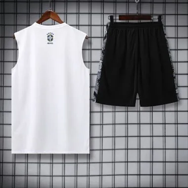 25-26 Brazil White Jesus Training Kits Football Vest Suits Cheap Football Jersey Wholesale Yupoo