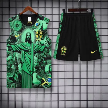 25-26 Brazil Green Jesus Training Kits Football Vest Suits Cheap Football Jersey Wholesale Yupoo