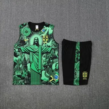 25-26 Brazil Green Jesus Training Kits Football Vest Suits Cheap Football Jersey Wholesale Yupoo