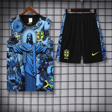 25-26 Brazil Blue Jesus Training Kits Football Vest Suits Cheap Football Jersey Wholesale Yupoo
