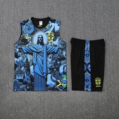 25-26 Brazilië Blauw Jesus Trainingssets Voetbalvesten Voetbalshirts Goedkoop Voetbalshirts Groothandel Yupoo