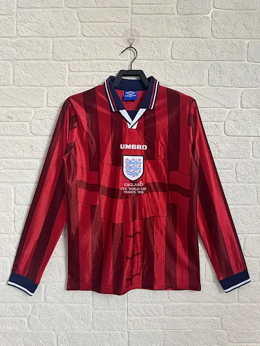 1996 England Away Retro Long Sleeve Soccer Jerseys Yupoo