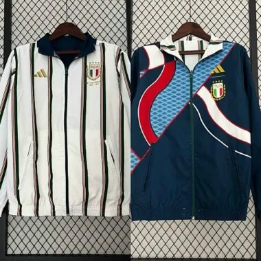2024 Italy Reversible Windbreaker White&Blue Double-Sides Jacket