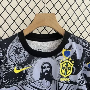 24-25 Brazil Gray Jesus Special Kid Kits Youth Apparels