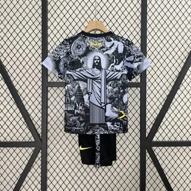 24-25 Brazil Gray Jesus Special Kid Kits Youth Apparels