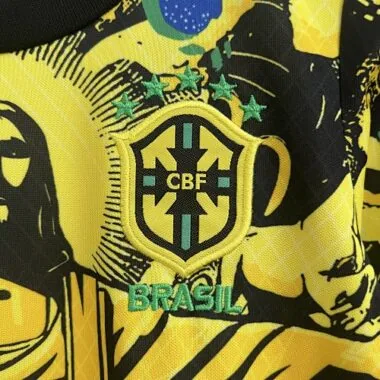 24-25 Brazil Jesus Yellow Special Kid Kits Youth Apparels