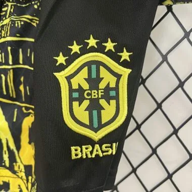 24-25 Brazil Jesus Yellow Special Kid Kits Youth Apparels
