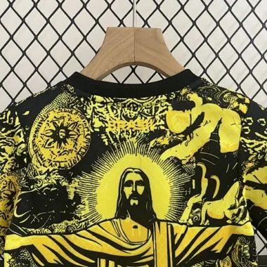 24-25 Brazil Jesus Yellow Special Kid Kits Youth Apparels