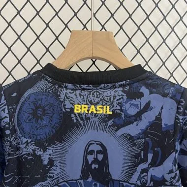 24-25 Brazil Dark Blue Jesus Kid Kits Youth Apparels