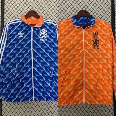 2024 Netherlands Reversible Windbreaker Orange&Blue Double-Sides Jacket Soccer Jerseys