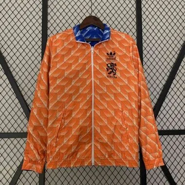 2024 Netherlands Reversible Windbreaker Orange&Blue Double-Sides Jacket Soccer Jerseys