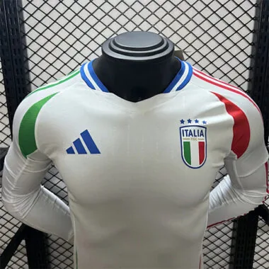 2024 Italien Auswärtstrikot, weiß, langärmelig, Spielerausführung