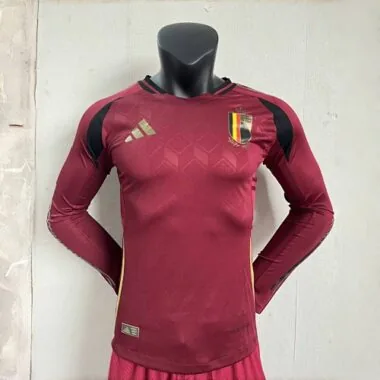 2024 Belgium Home Long Sleeve Kit UEFA Euro Player Version Shirt