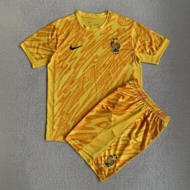 2024 France Goalkeeper Yellow Adults And Kid Kits