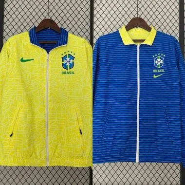 2024 Brazil Reversible Windbreaker Yellow&Blue Double-Sides Jacket