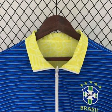 2024 Brazil Reversible Windbreaker Yellow&Blue Double-Sides Jacket