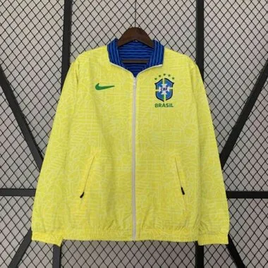 2024 Brazil Reversible Windbreaker Yellow&Blue Double-Sides Jacket
