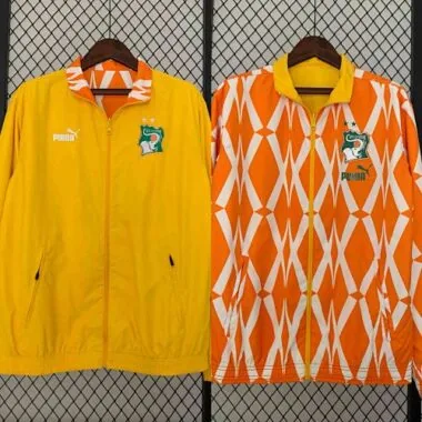 2024 Ivory Coast Reversible Windbreaker Yellow&Orange Double-Sides Jacket Soccer Jersey