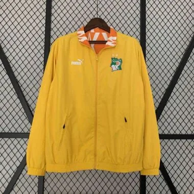 2024 Ivory Coast Reversible Windbreaker Yellow&Orange Double-Sides Jacket Soccer Jersey