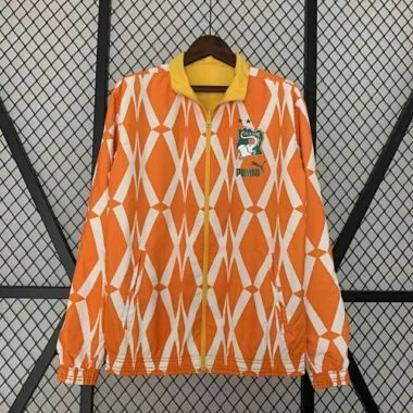 2024 Ivory Coast Reversible Windbreaker Yellow&Orange Double-Sides Jacket Soccer Jersey