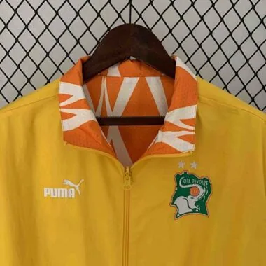 2024 Ivory Coast Reversible Windbreaker Yellow&Orange Double-Sides Jacket Soccer Jersey