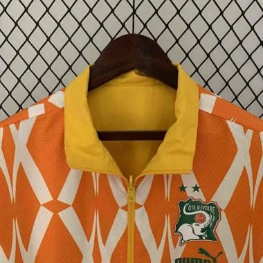 2024 Ivory Coast Reversible Windbreaker Yellow&Orange Double-Sides Jacket Soccer Jersey