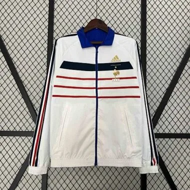 2024 France Reversible Windbreaker White&Blue Double-Sides Jacket Soccer Jerseys For Sale
