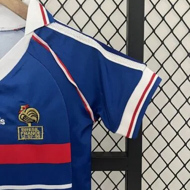 1998 France Home Kids Retro Kits World Cup Shirt