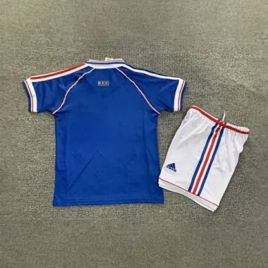1998 France Home Kids Retro Kits World Cup Shirt