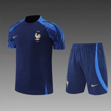 2022 France Training Suit Short Sleeve Kit Blue