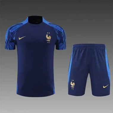 2022 France Training Suit Short Sleeve Kit Blue