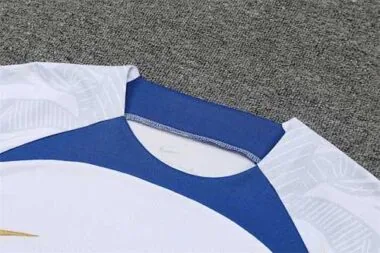 2022 France Training Suit Short Sleeve Kit White Blue