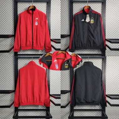 2024 Argentina Red and Black Reversible Windbreaker Double-Sides Jacket