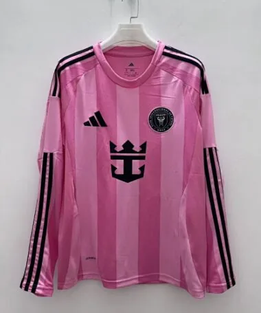 25-26 Inter Miami Home Long Sleeve Kit S-3XL Cheap Football Jersey Wholesale Yupoo