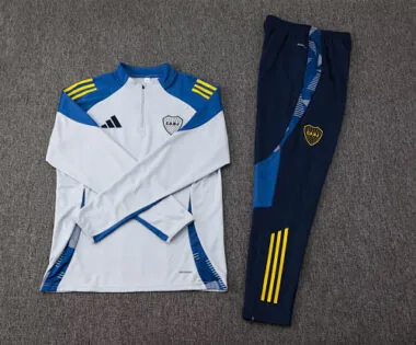 25-26 Boca Juniors White&Blue Training Kits Long Football Tracksuits