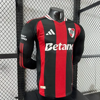 25-26 Player River Plate Away Long Sleeve Kit S-2XL Cheap Football Jersey Wholesale Yupoo