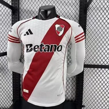 25-26 Player River Plate Home Long Sleeve Kit S-2XL Cheap Football Jersey Wholesale Yupoo