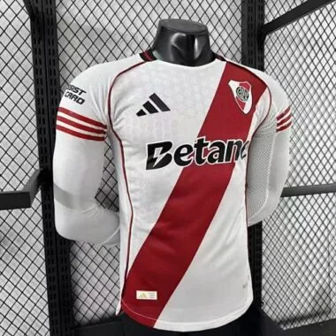 25-26 Player River Plate Home Long Sleeve Kit S-2XL Cheap Football Jersey Wholesale Yupoo