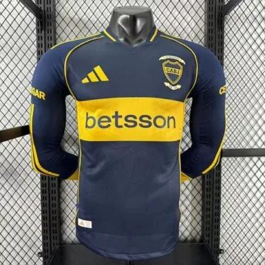 25-26 Boca Home Long Sleeve Kit Player Version Shirt Cheap Football Jersey Wholesale Yupoo