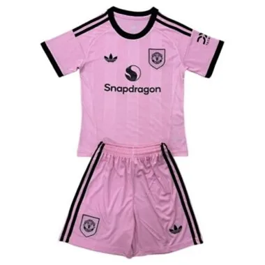 25-26 Kids Manchester United Pink Goalkeeper Kit Cheap Soccer Jerseys Wholesaler Yupoo