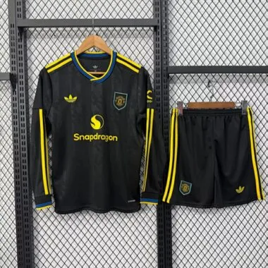 25-26 Kids Manchester United Third Away Long Sleeve Kit Cheap Football Jersey Wholesale Yupoo